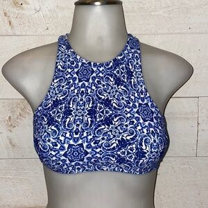 SOCIAL ANGEL Blue Boho Lace Up Tassel Swim Top